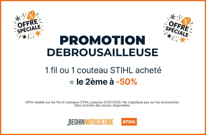 Offre sur les fils et couteaux pour débrousailleuse : 1 acheté, le 2ème à -50%